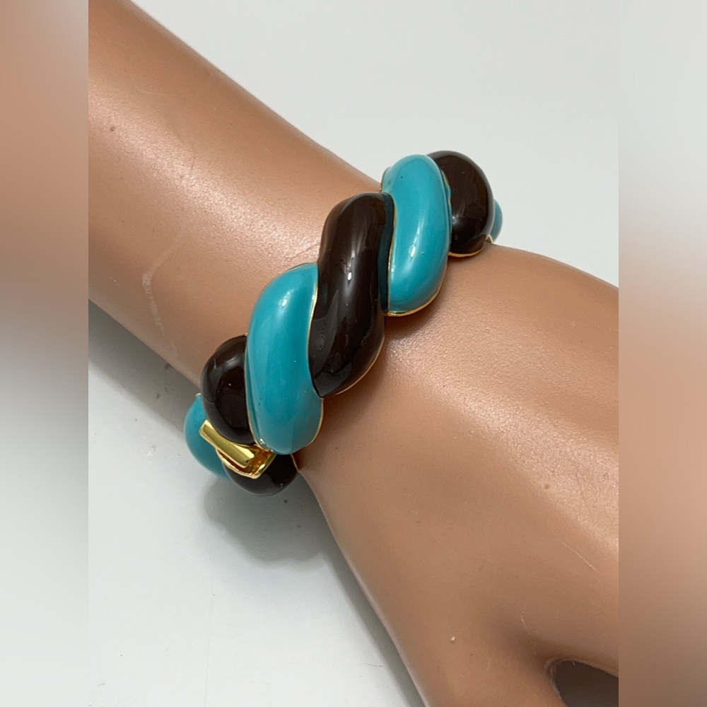 Pre Owned TORY BURCH twisted enamel cuff bracelet